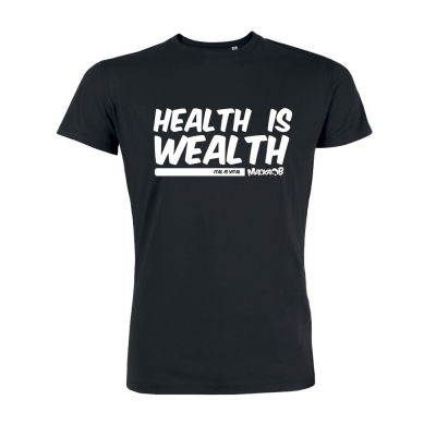 Health Is Wealth T Shirt Black Macka B